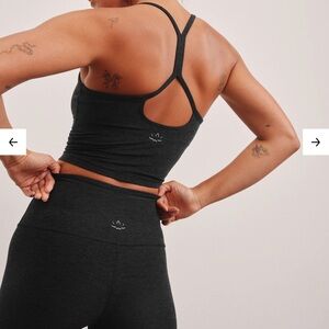 BEYOND YOGA S SET Charcoal Black Racerback Bralette Top